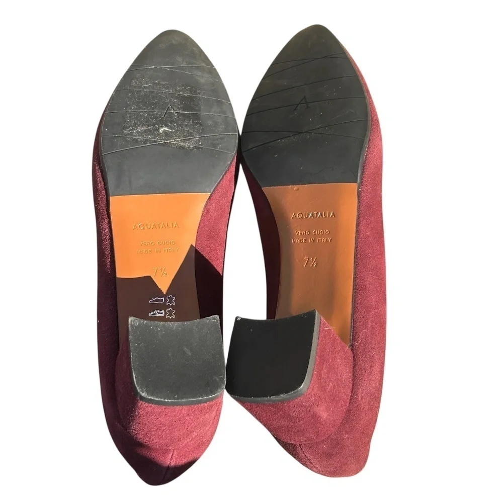 Aquatalia Women's Burgundy Suede Pumps Pointed-toe Size 7.5